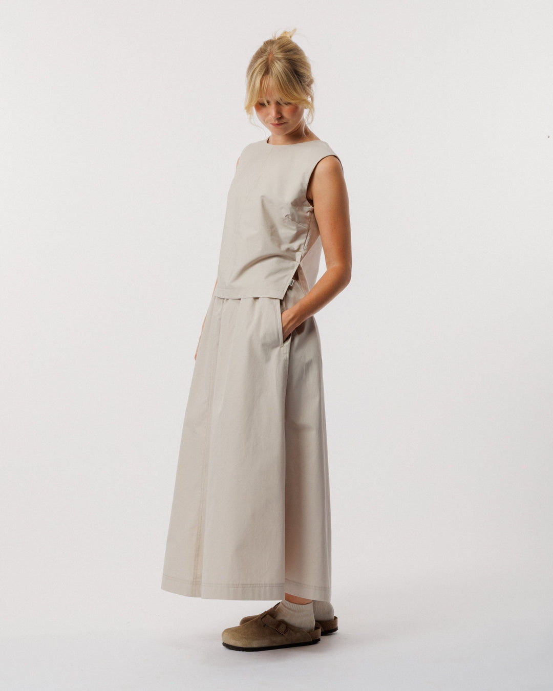 Aimee Poplin Top - Stone