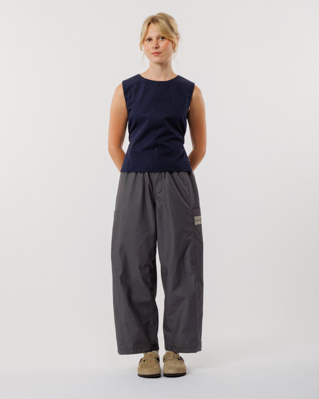 Aimee Poplin Top - Indigo Blue