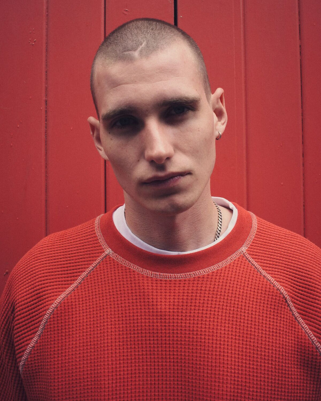 Range Waffle Sweat - Signal Red/Ecru