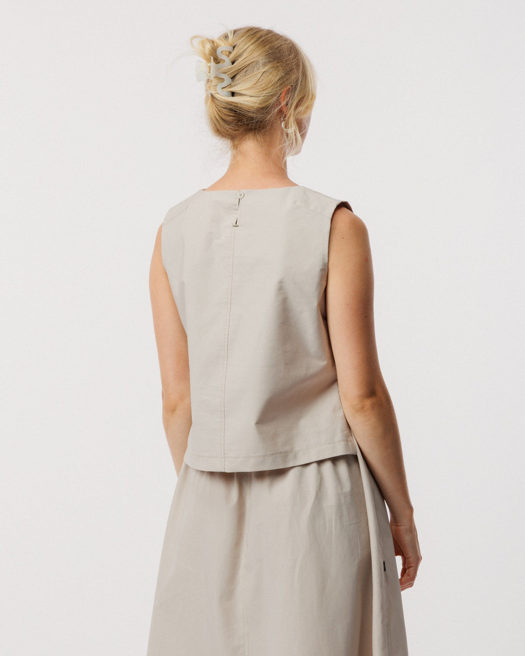 Aimee Poplin Top - Stone