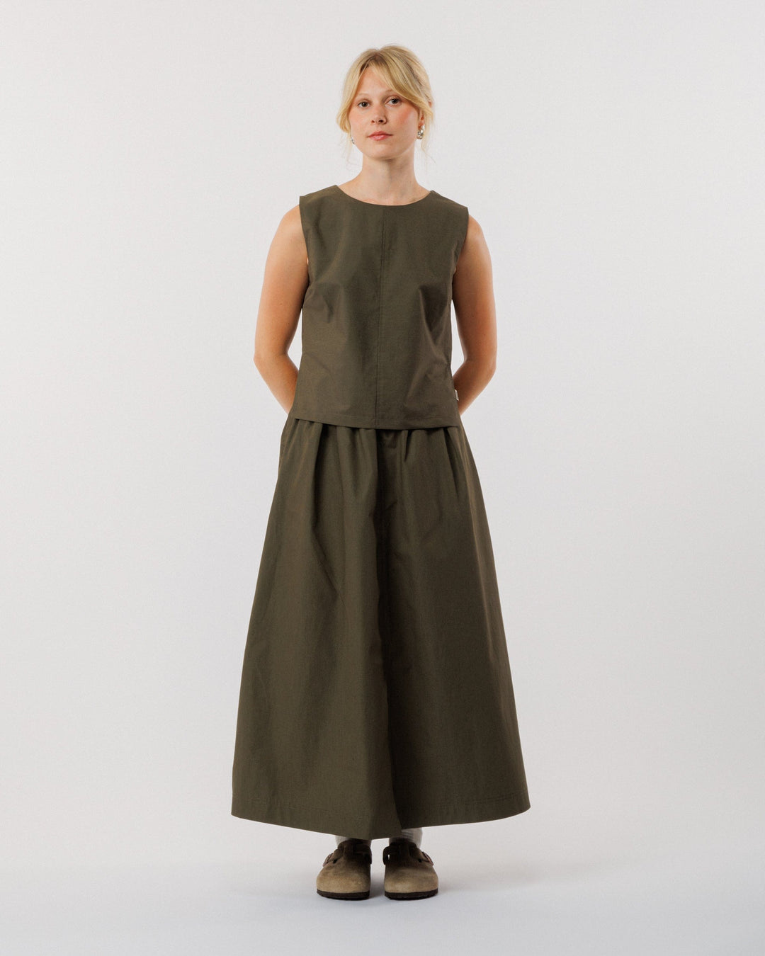Aimee Poplin Top - Khaki