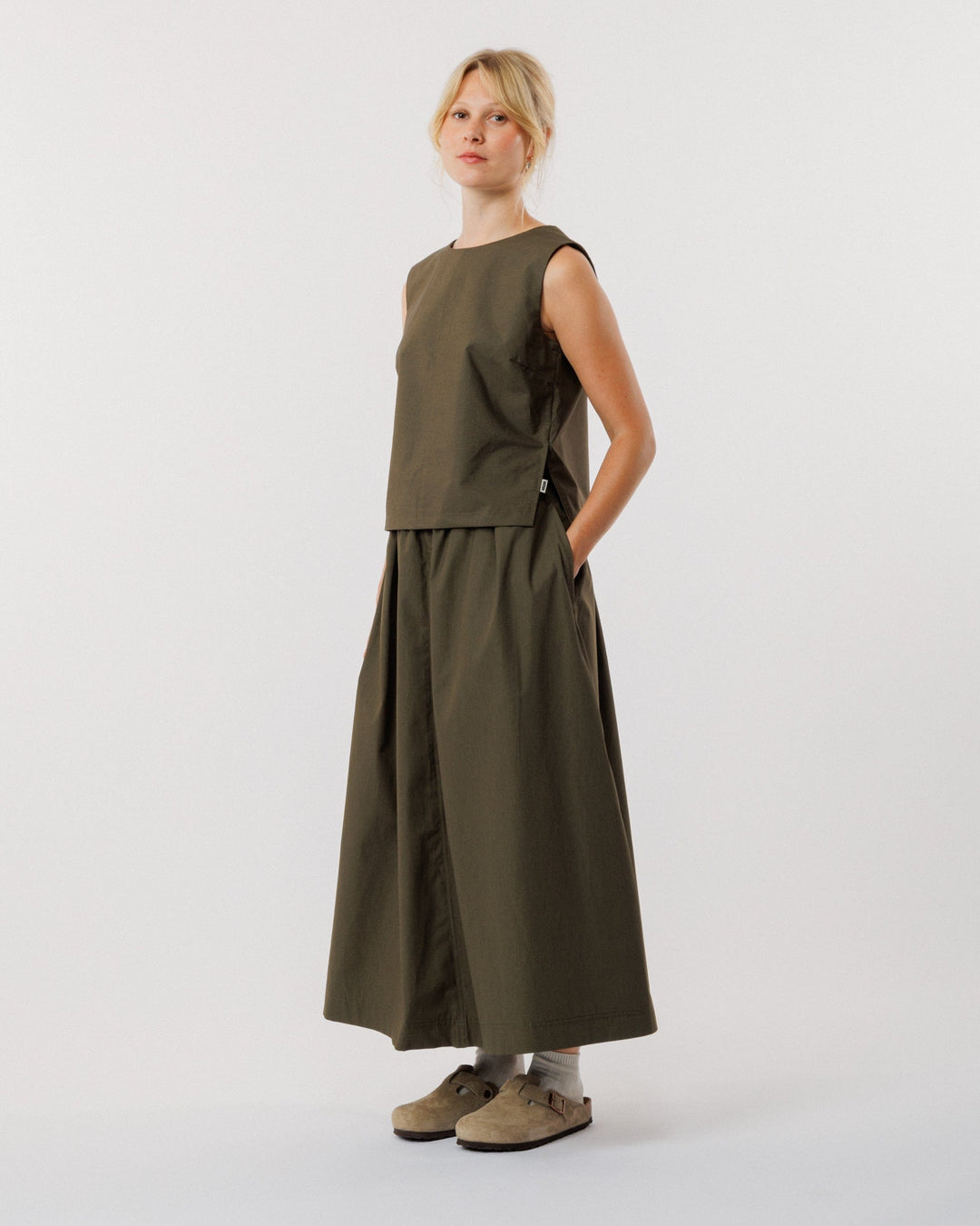 Aimee Poplin Top - Khaki