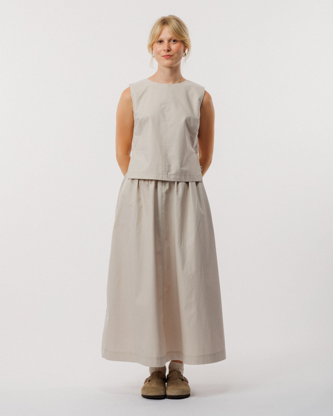 Ayla Poplin Skirt - Stone
