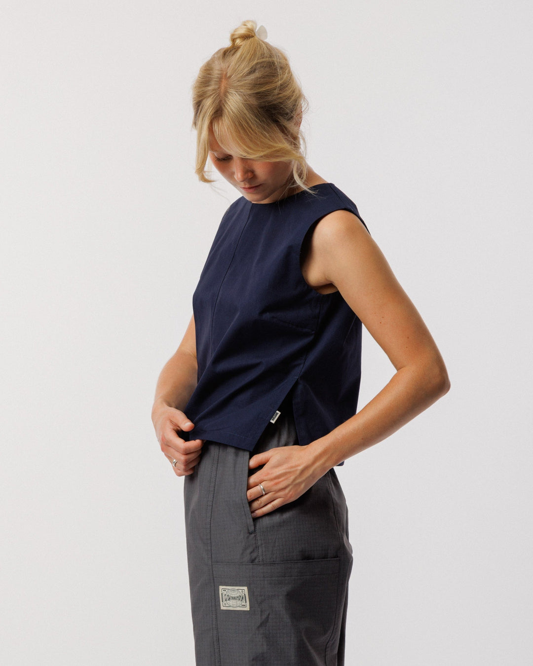 Aimee Poplin Top - Indigo Blue