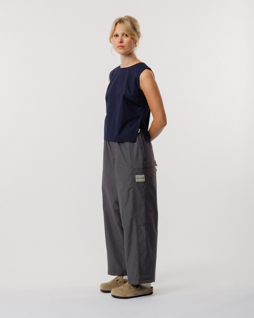 Aimee Poplin Top - Indigo Blue