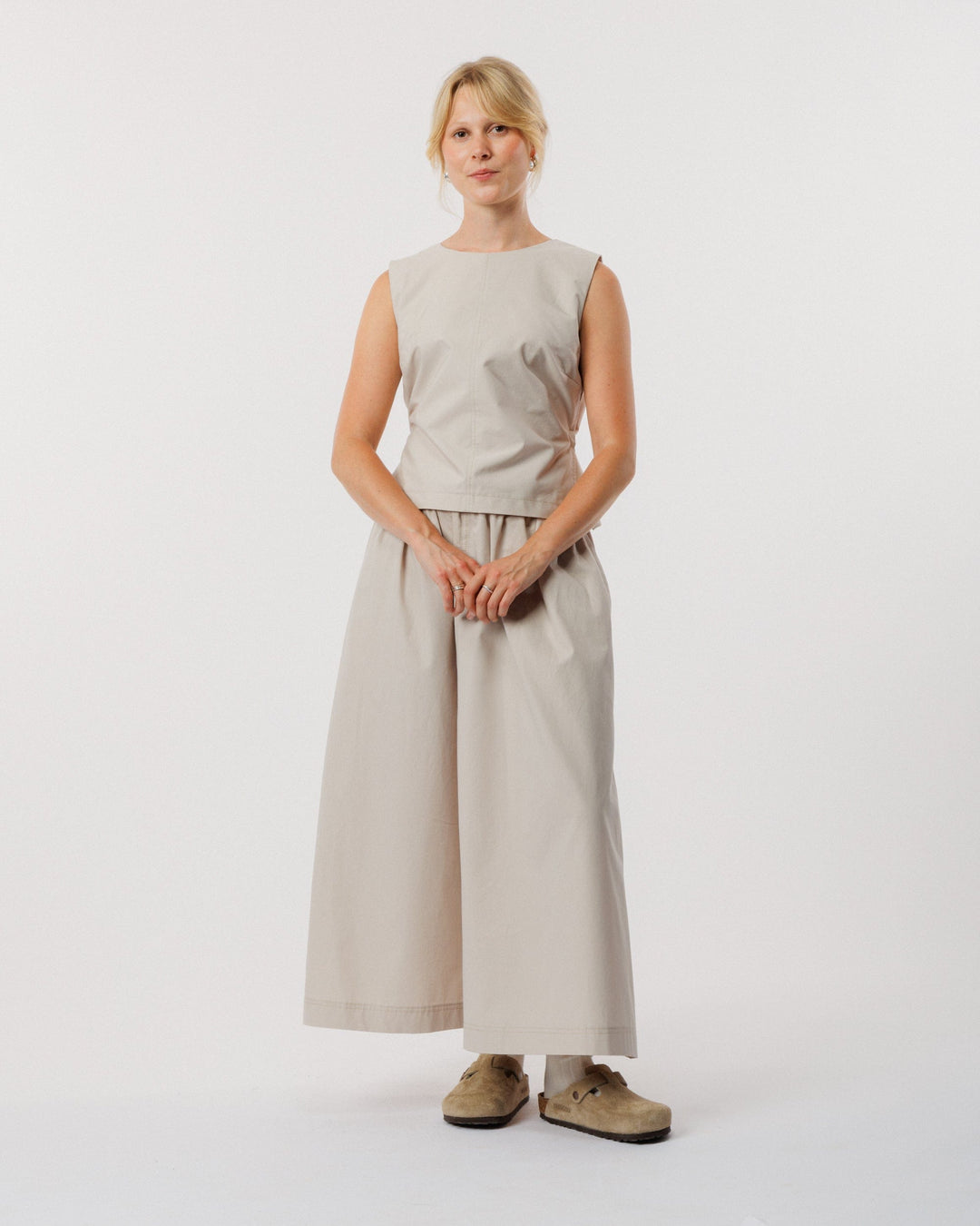 Aimee Poplin Top - Stone