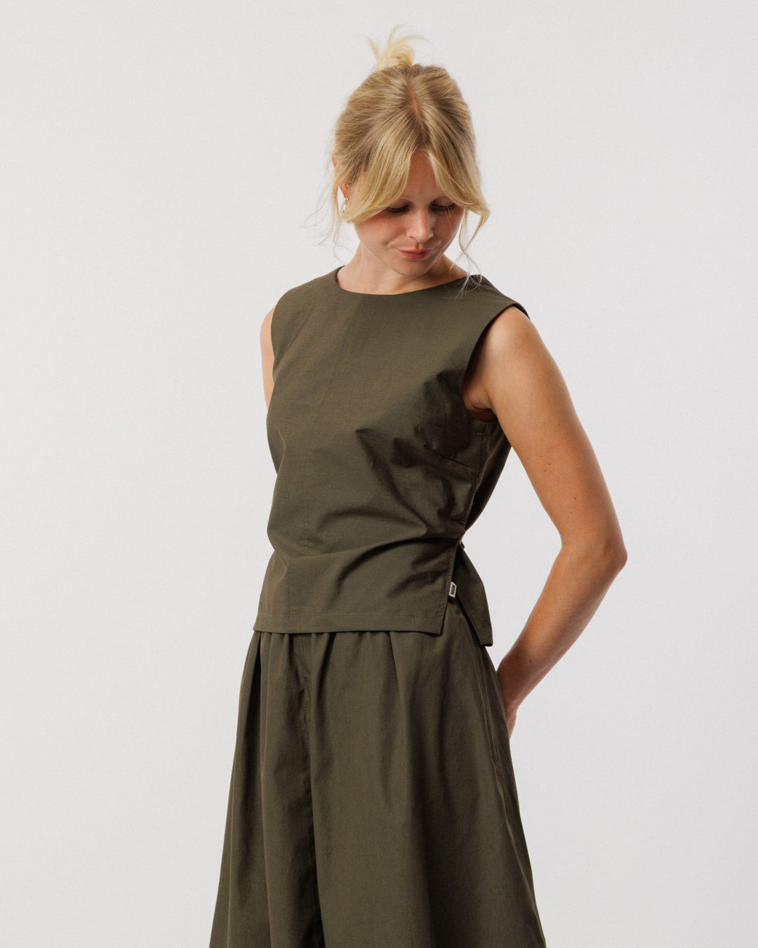 Aimee Poplin Top - Khaki
