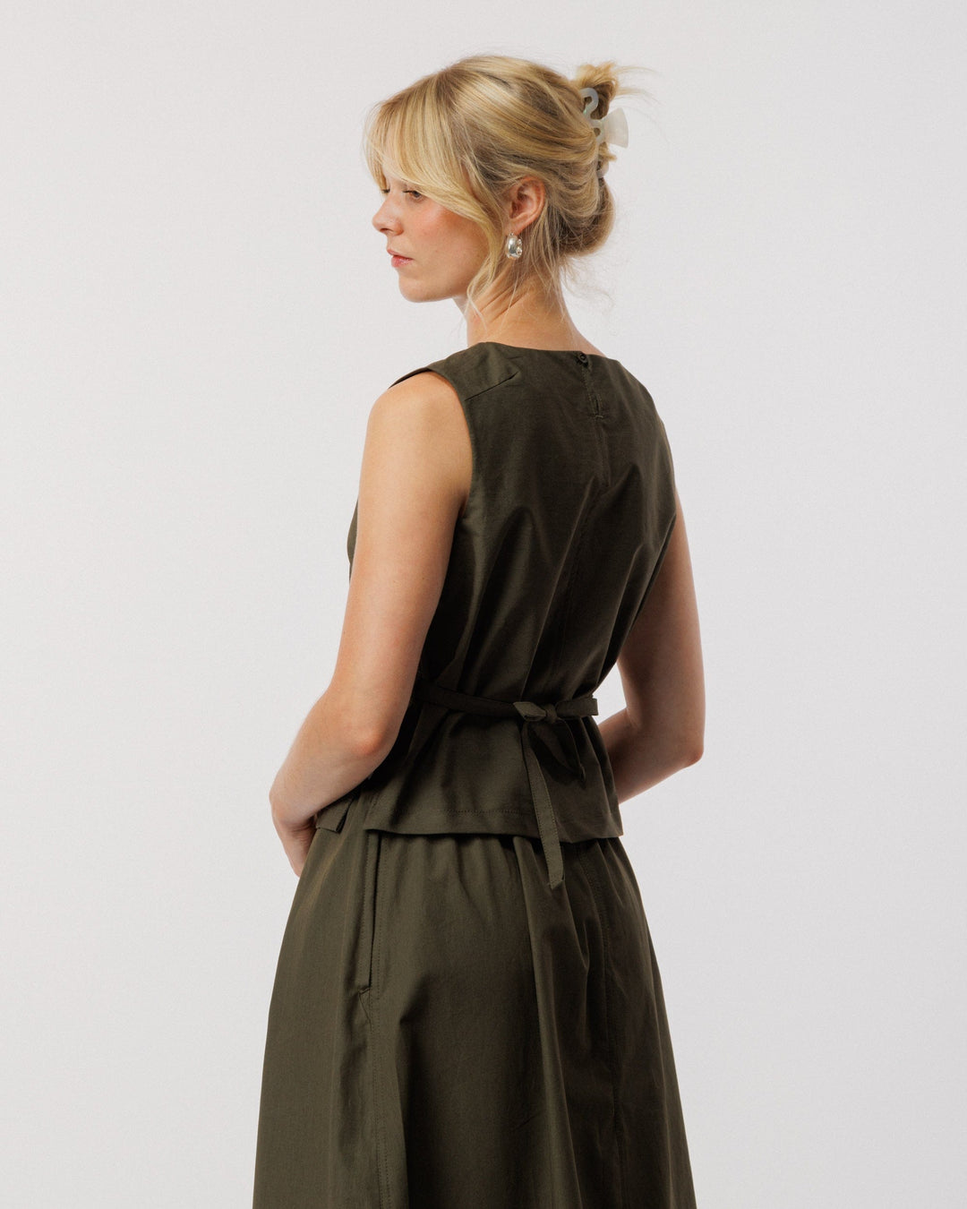 Aimee Poplin Top - Khaki