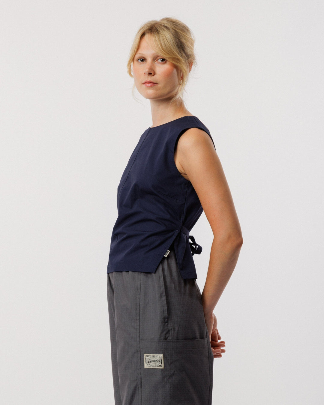 Aimee Poplin Top - Indigo Blue