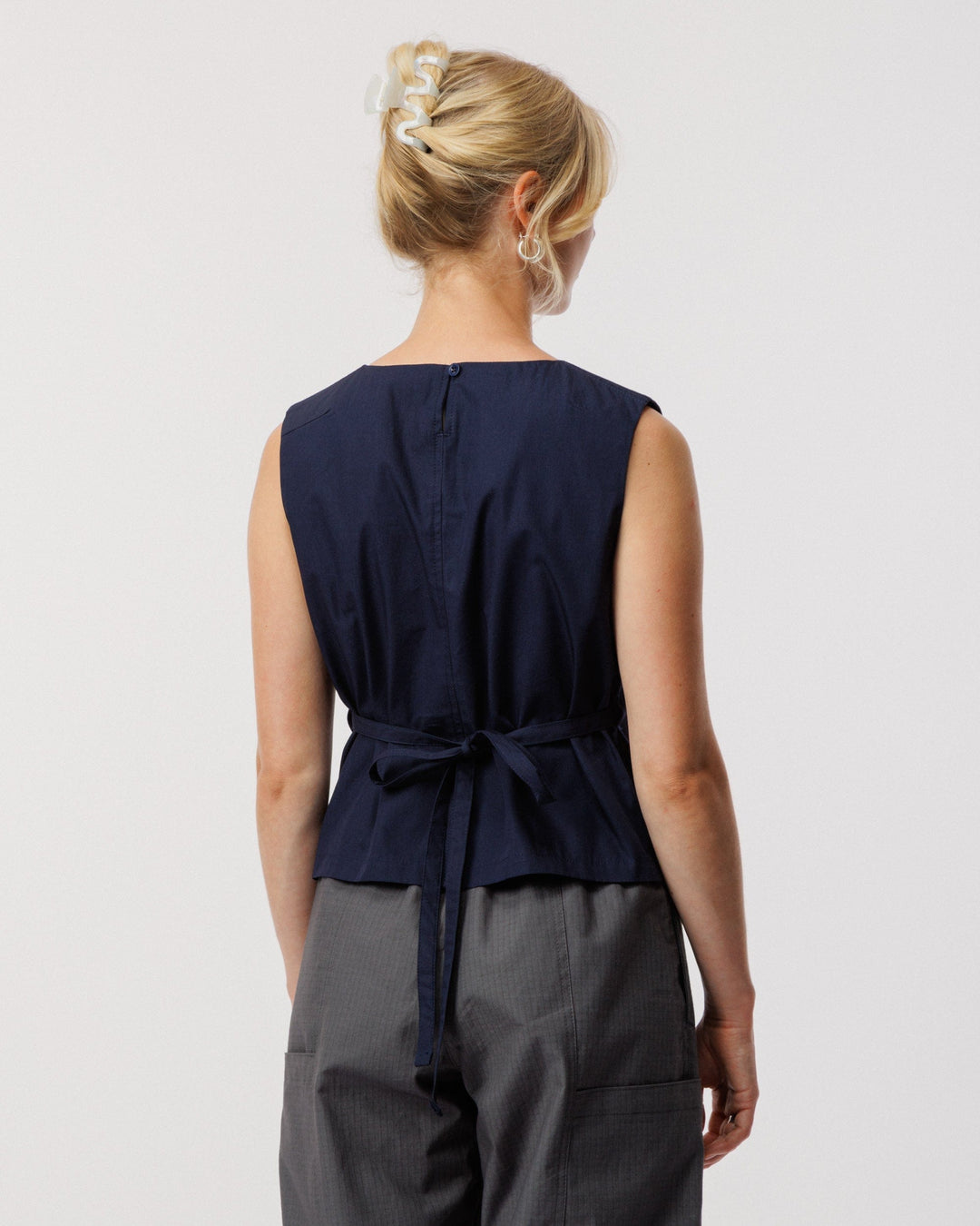 Aimee Poplin Top - Indigo Blue