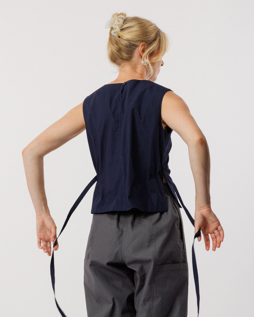 Aimee Poplin Top - Indigo Blue