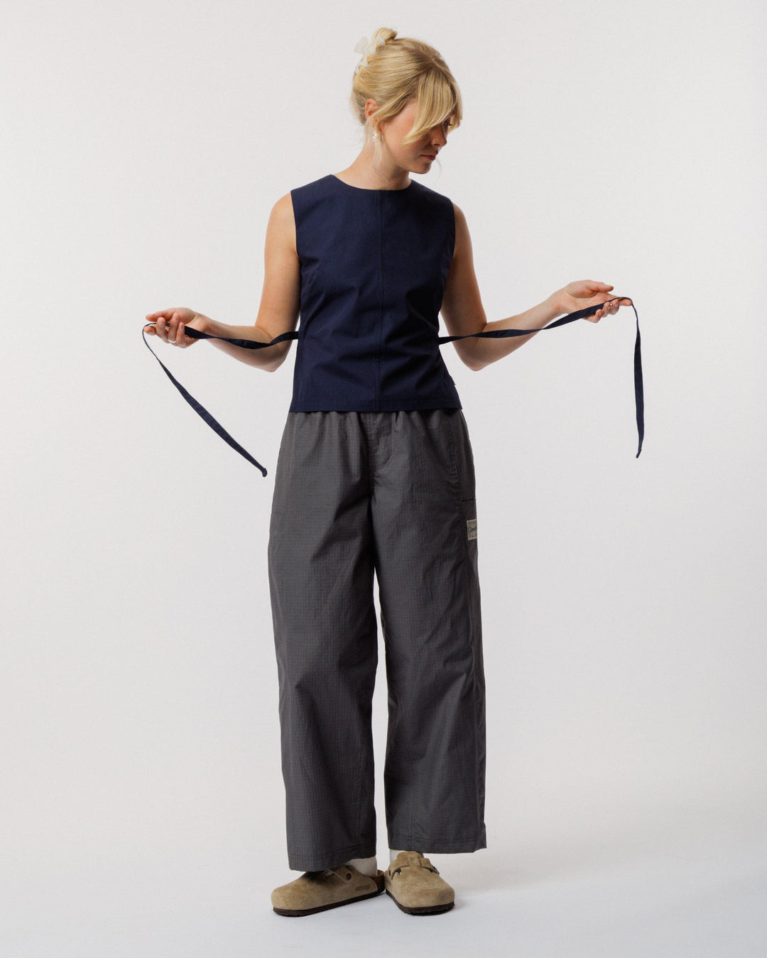 Aimee Poplin Top - Indigo Blue