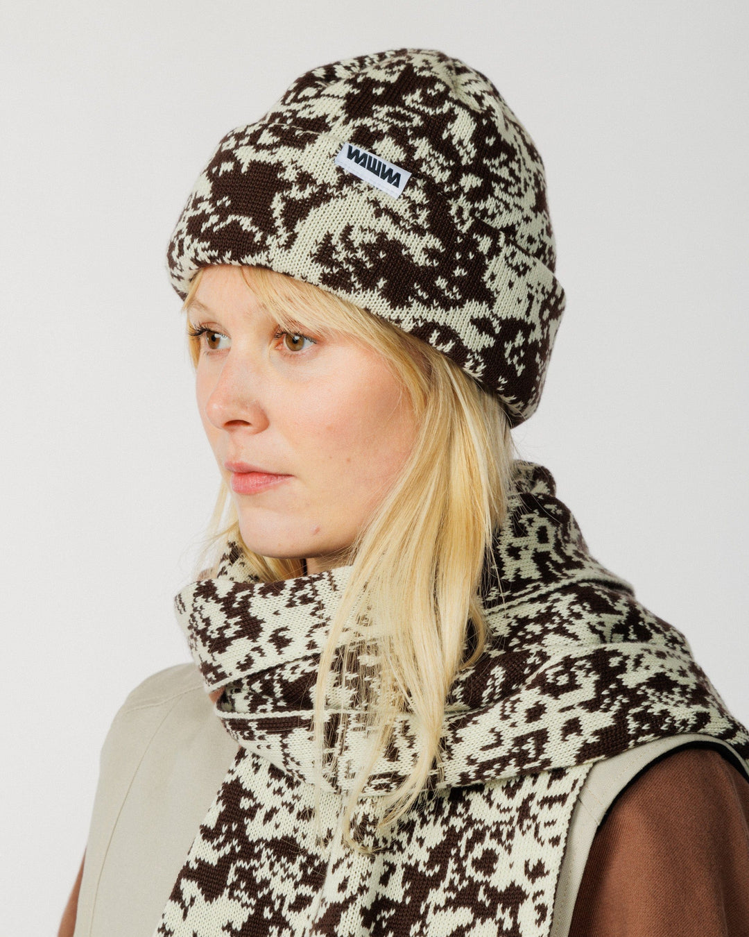 Barley & Hat Scarf Gift Set - Brown & Natural