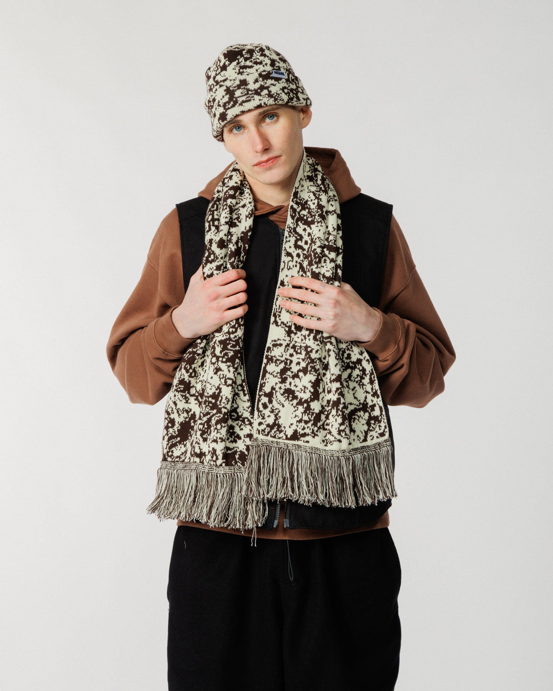 Barley & Hat Scarf Gift Set - Brown & Natural