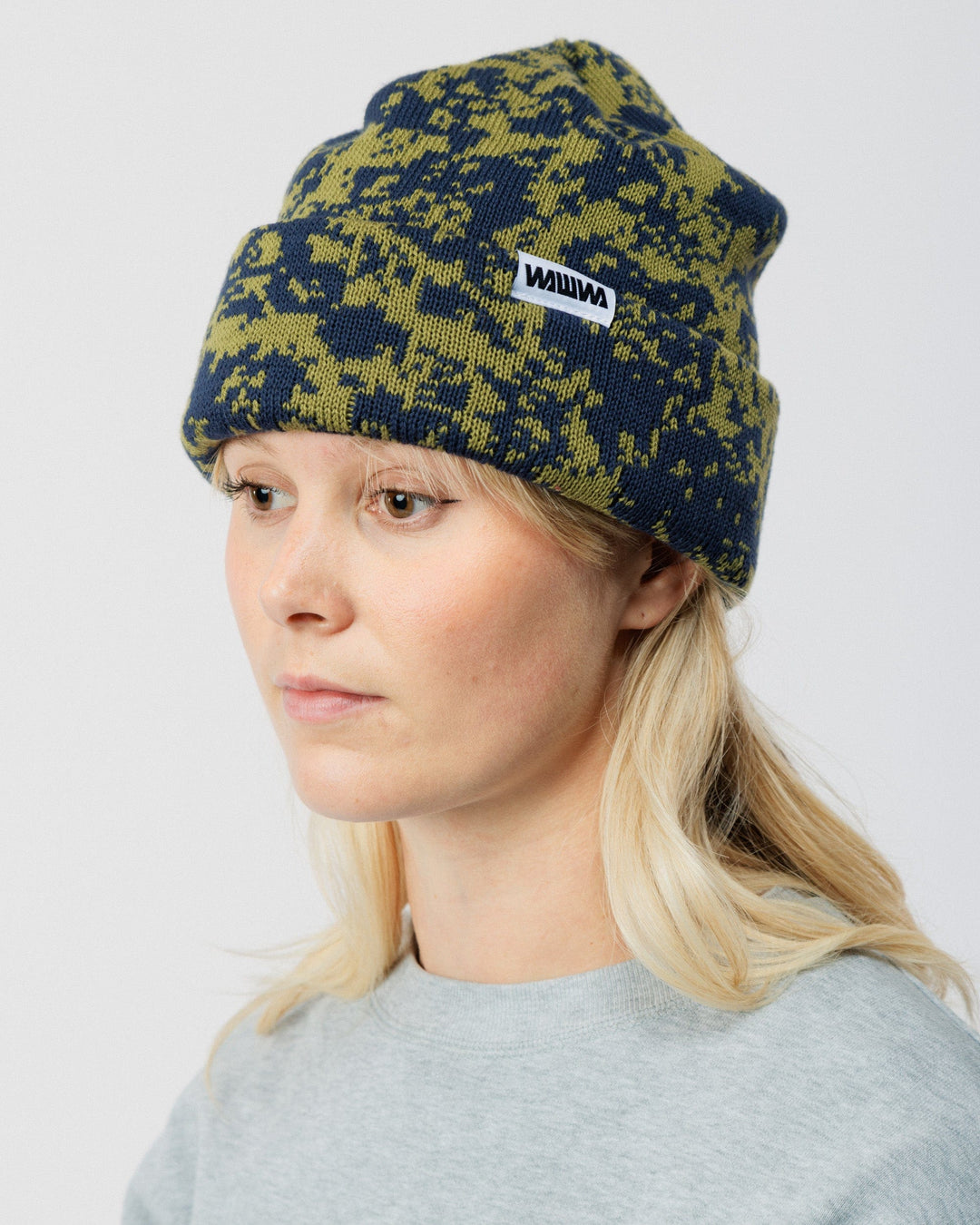 Barley Hat & Scarf Set - Khaki & Navy