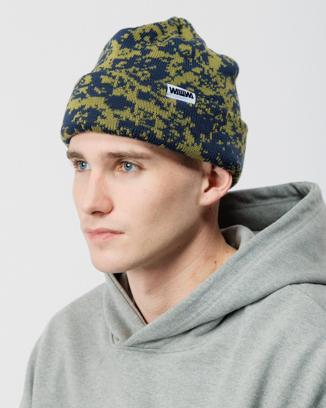 Barley Hat & Scarf Set - Khaki & Navy