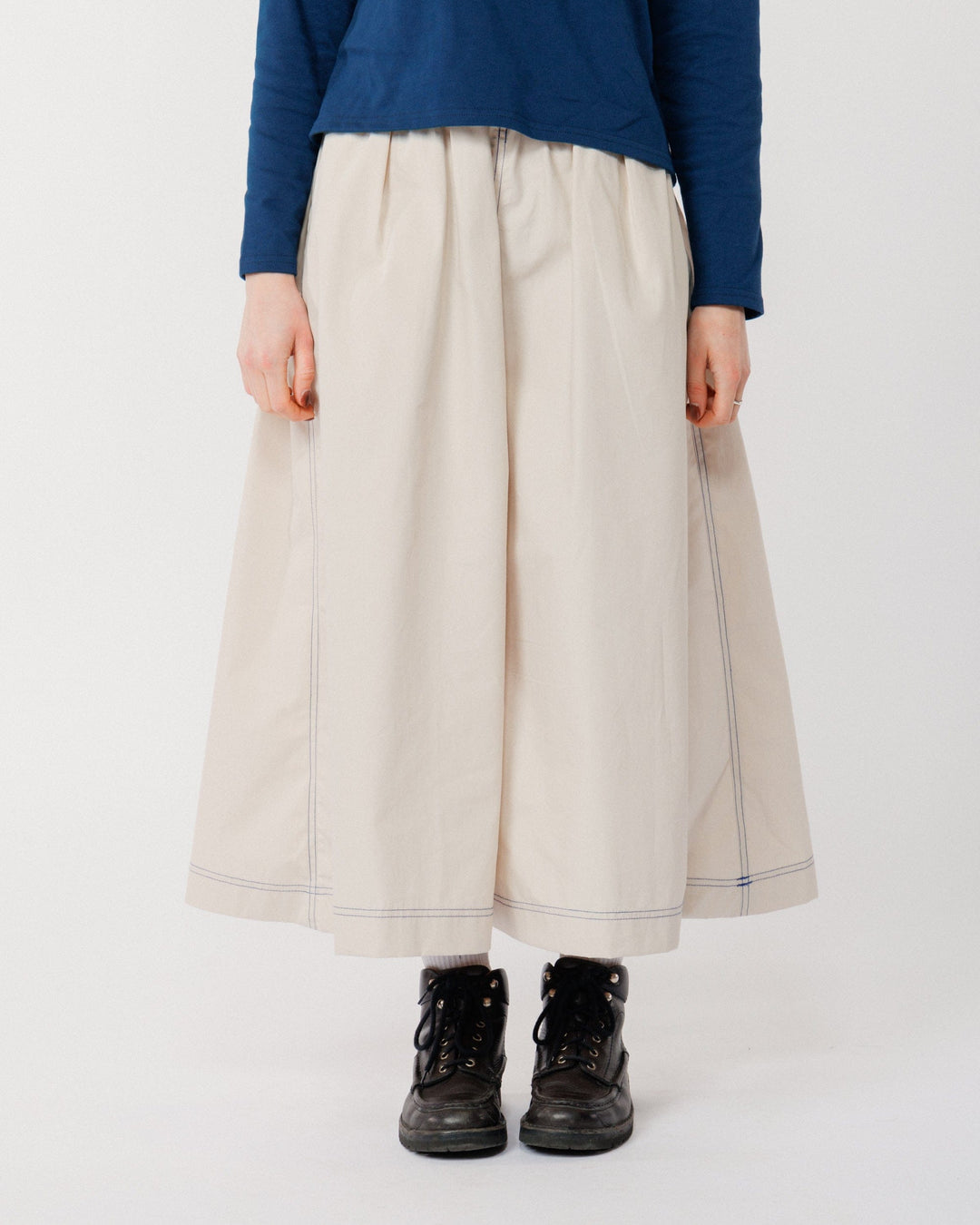 Ayla Poplin Skirt - Stone/Cobalt Blue