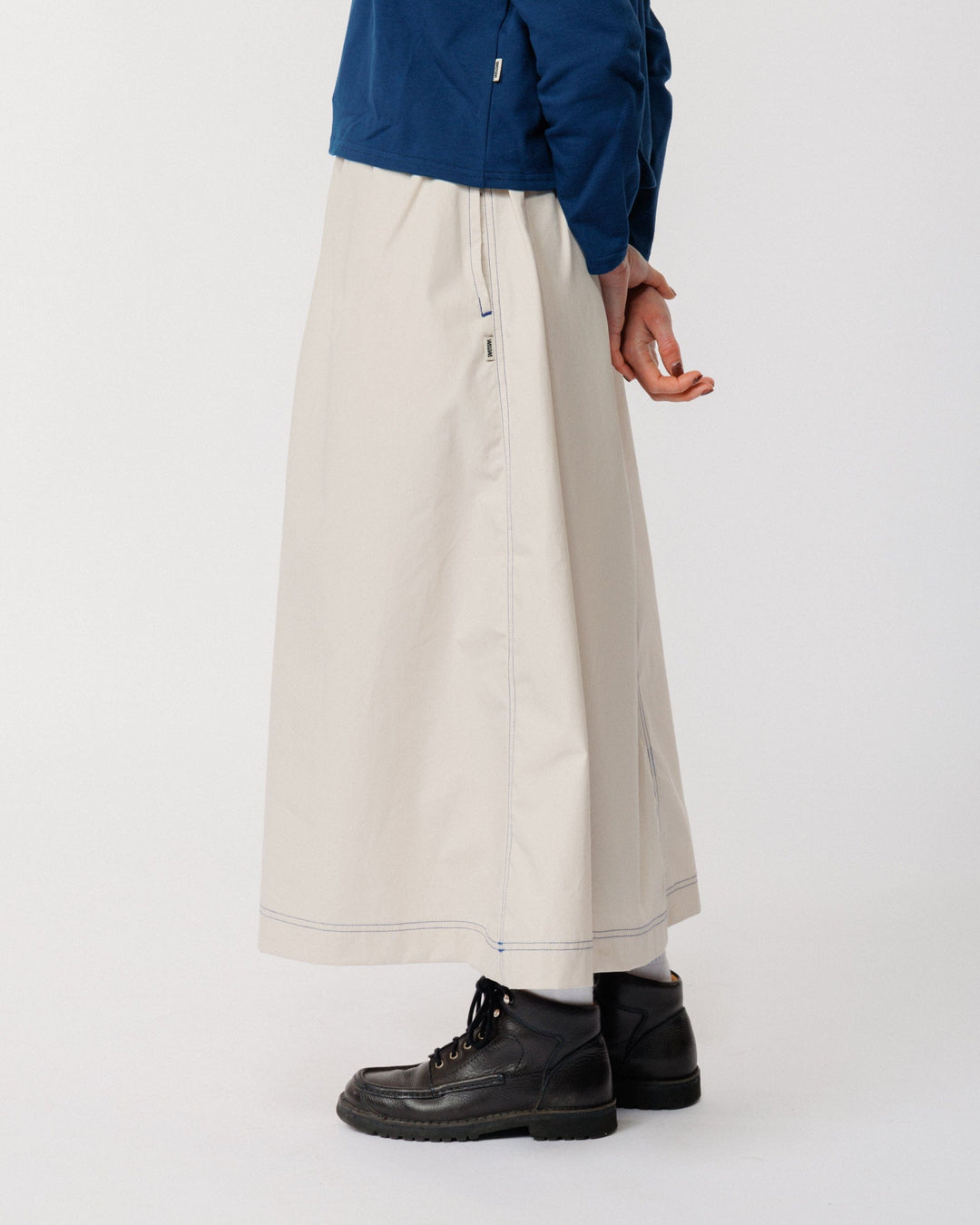 Ayla Poplin Skirt - Stone/Cobalt Blue