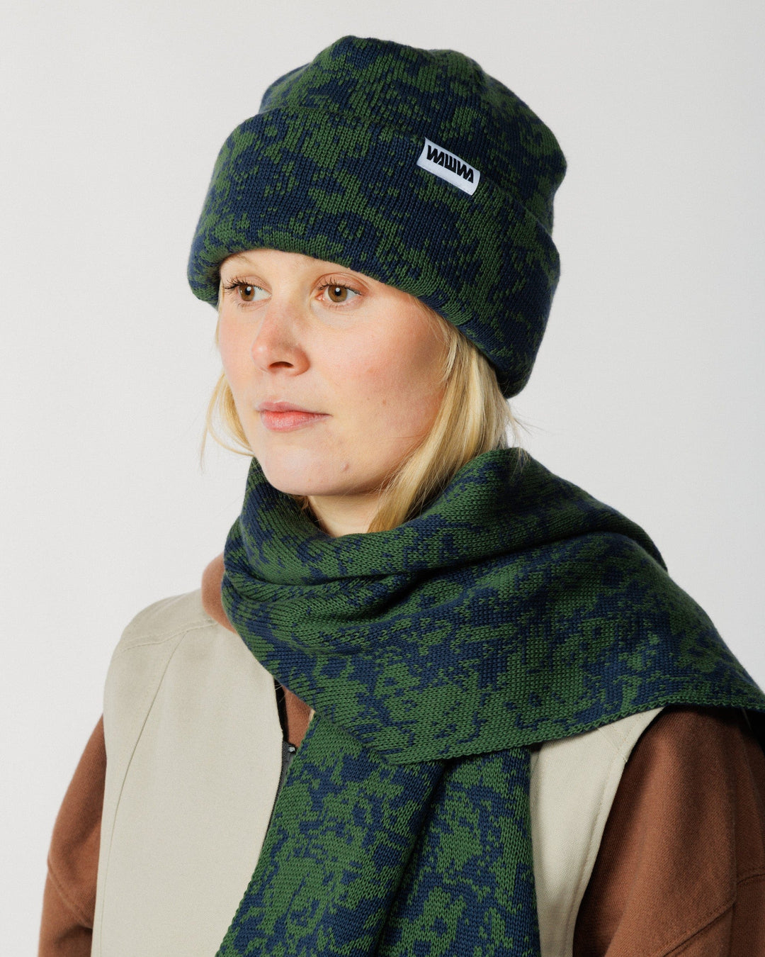Barley & Hat Scarf Gift Set - Dark Green & Navy