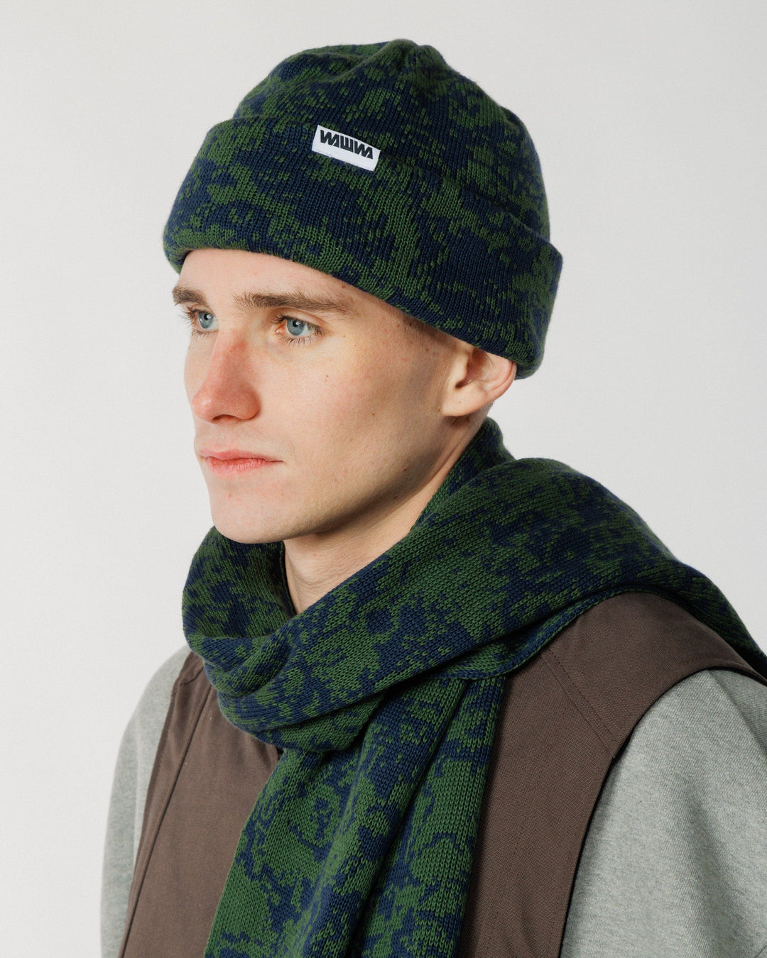 Barley & Hat Scarf Gift Set - Dark Green & Navy