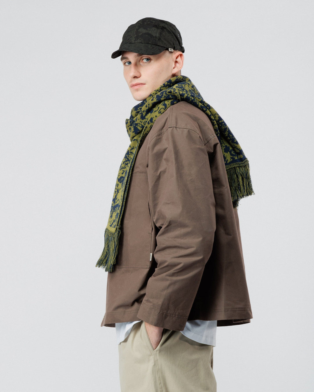 Barley Hat & Scarf Set - Khaki & Navy