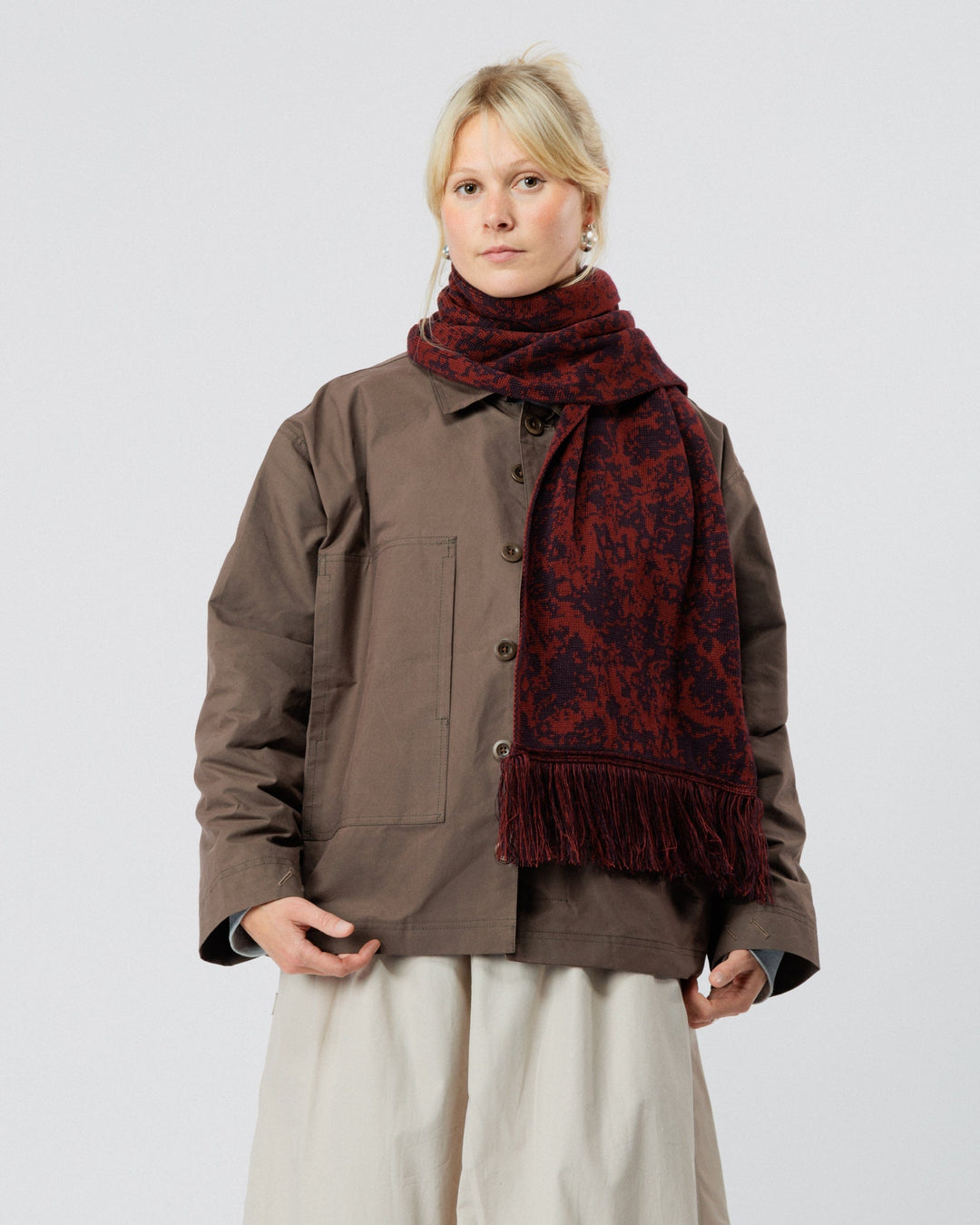 Barley Hat & Scarf Set - Burgundy & Wine