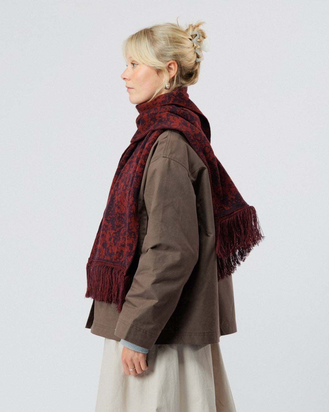Barley Hat & Scarf Set - Burgundy & Wine
