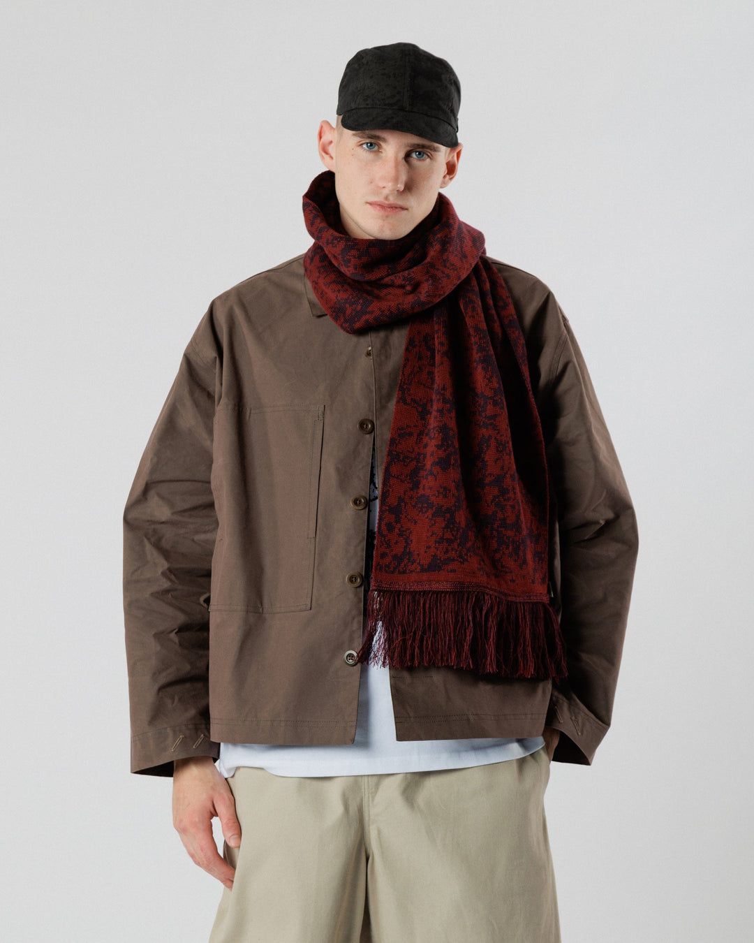 Barley Hat & Scarf Set - Burgundy & Wine
