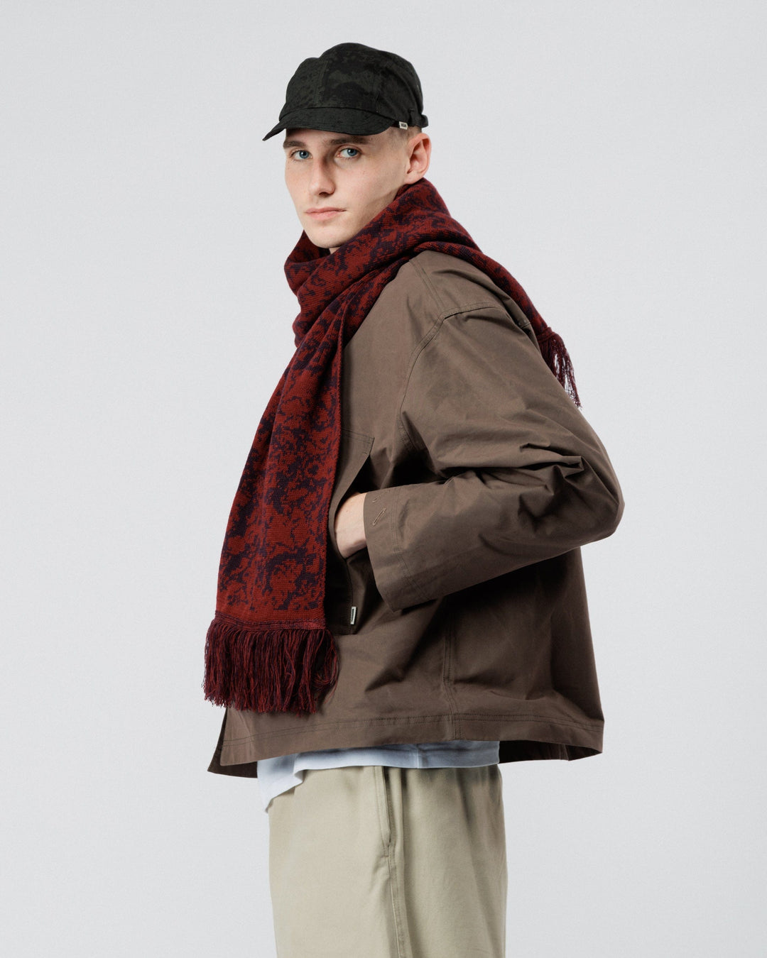 Barley Hat & Scarf Set - Burgundy & Wine