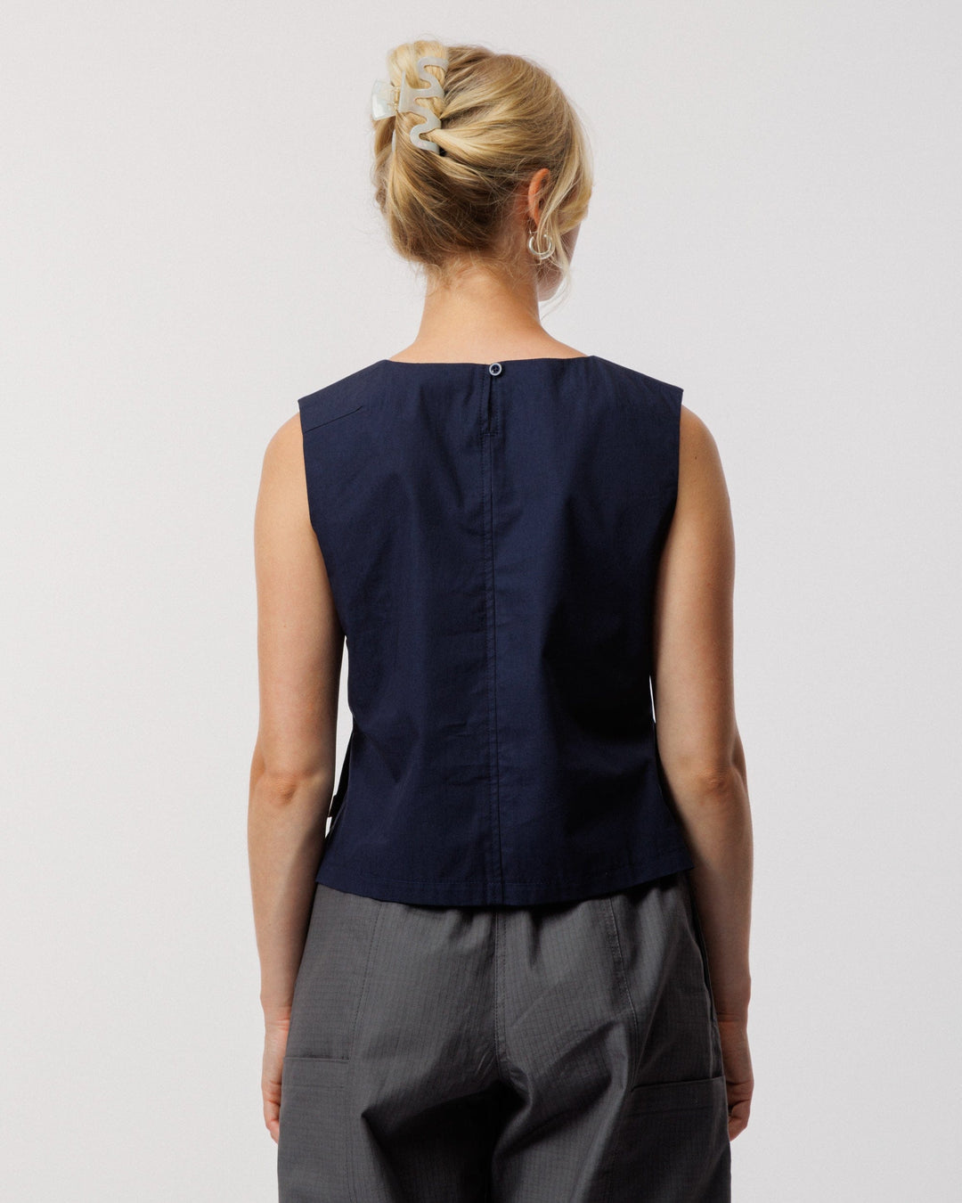 Aimee Poplin Top - Indigo Blue