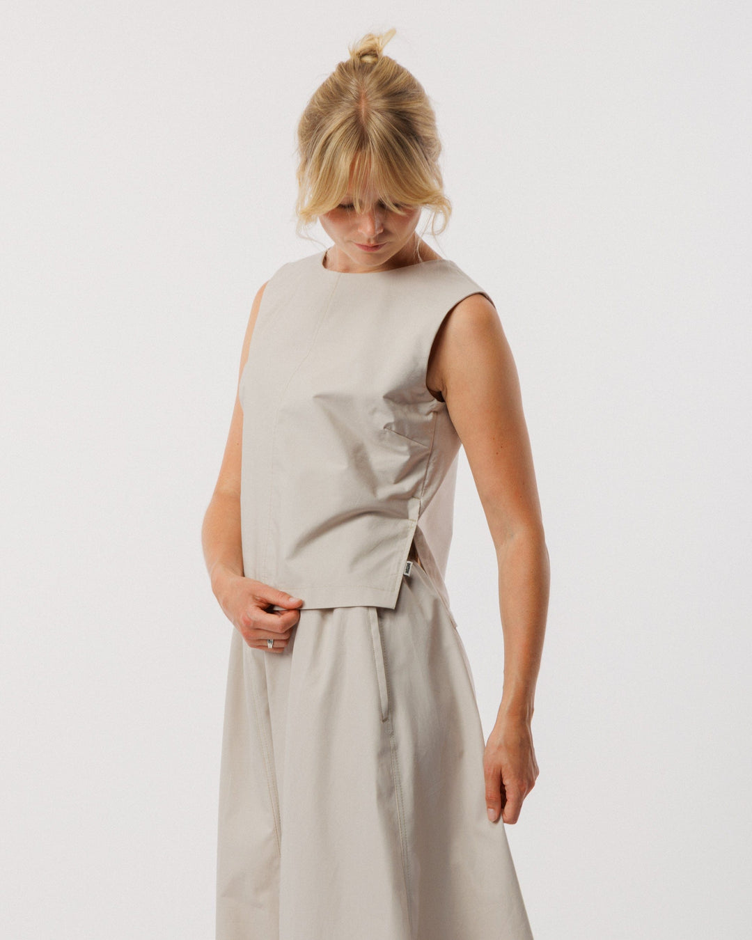 Aimee Poplin Top - Stone