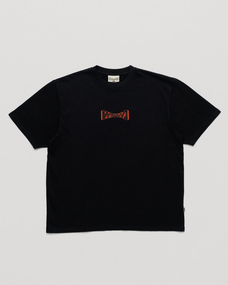 Brick Logo T-Shirt - Black — front flat, garment shape