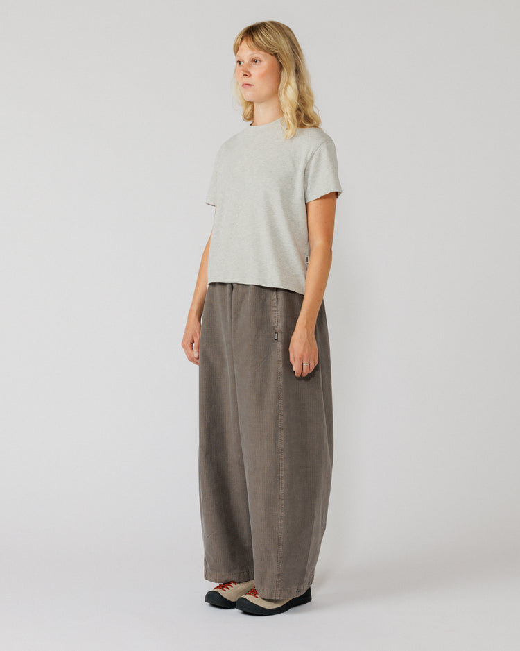 Garment Dyed Atlas Pants - Fawn Brown — women's 3/4 drape