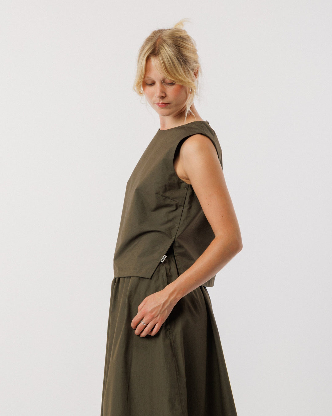 Aimee Poplin Top - Khaki