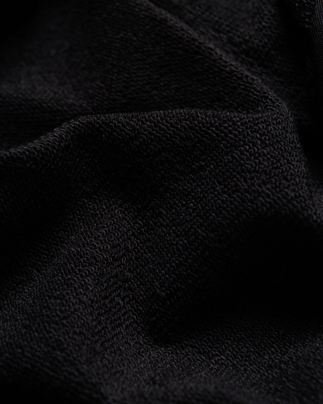 Heavyweight Two-Way Zip Hoody - Black — Loopback fabric texture close-up