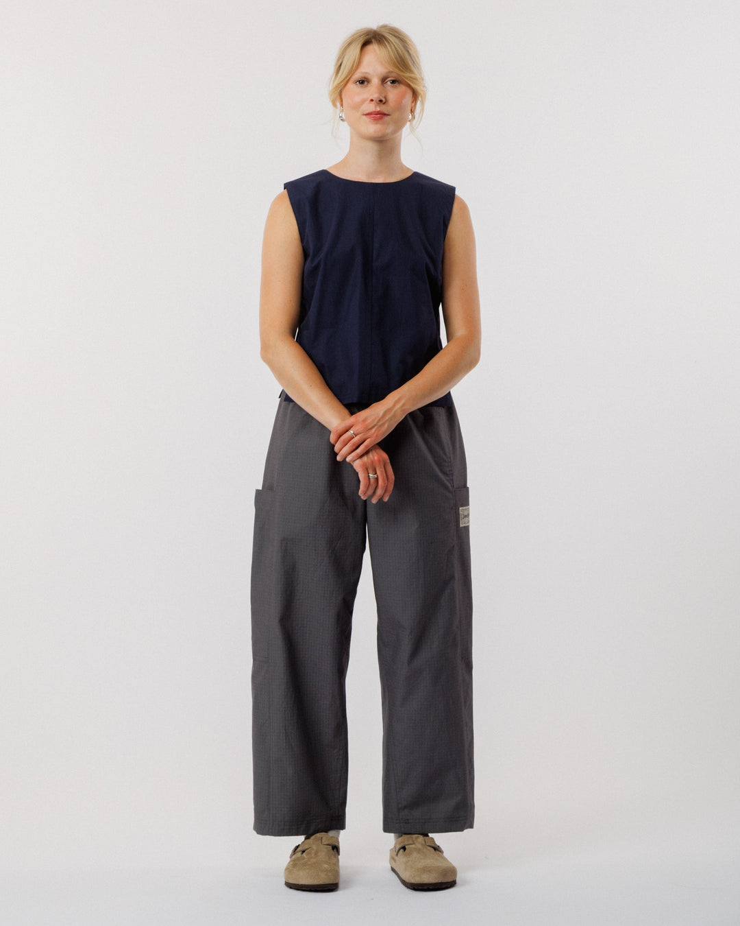 Aimee Poplin Top - Indigo Blue