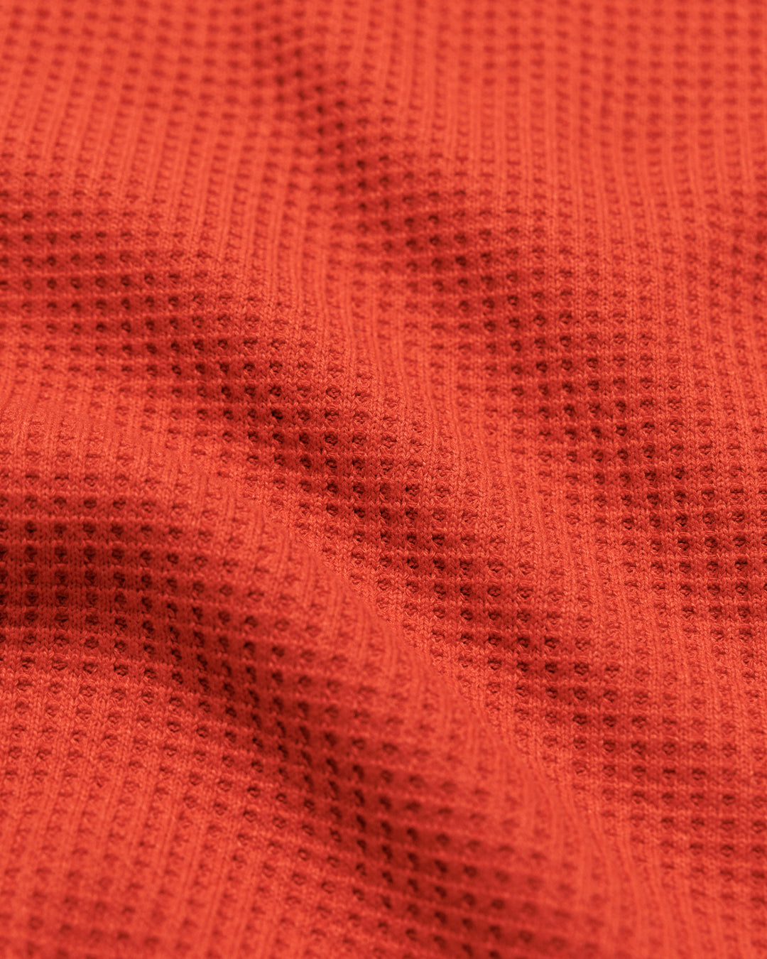 Raglan Range Waffle Knit - Signal Red w Ecru — waffle texture macro