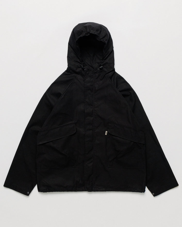 Roam Raglan Jacket - Black — front flat, full silhouette