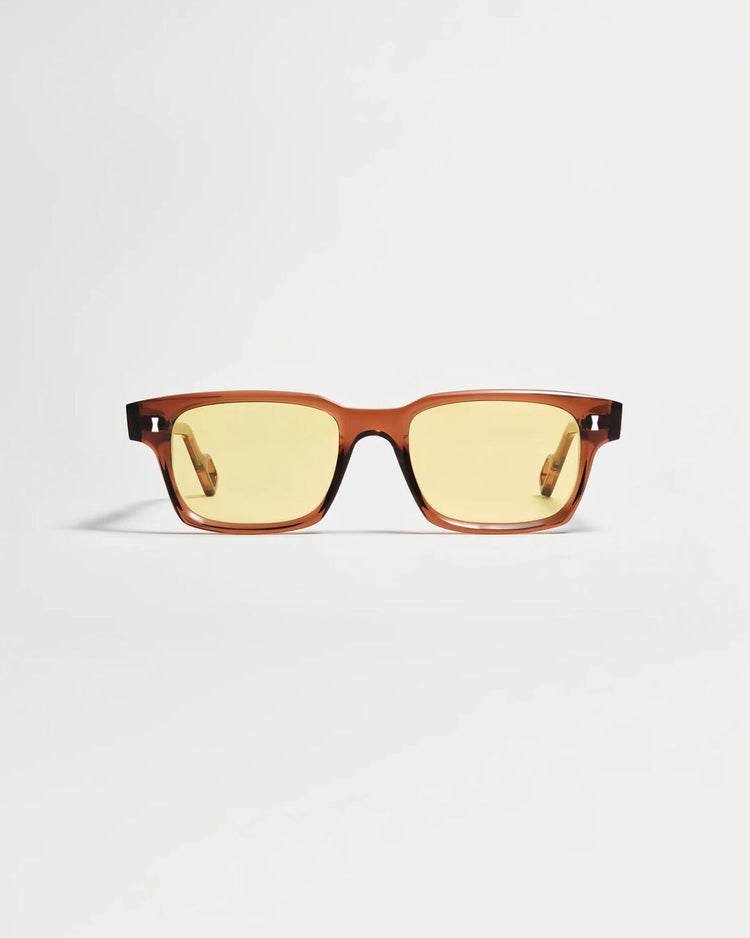 Cubitts x WAWWA Solaris Sunglasses in coconut acetate with yellow tinted lenses, front view