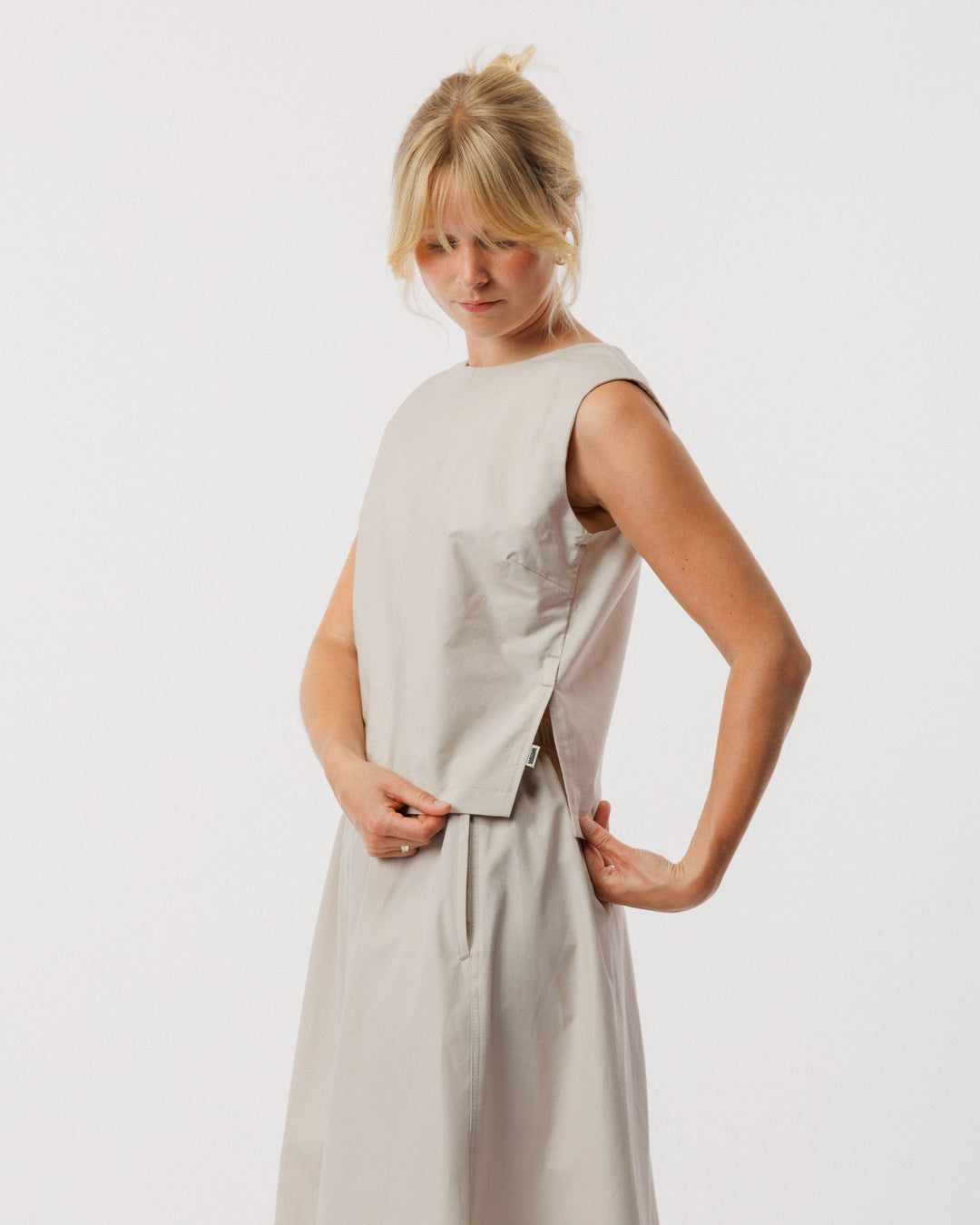 Aimee Poplin Top - Stone
