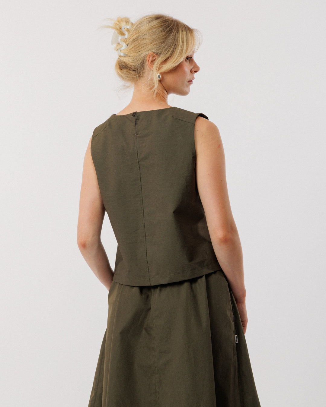 Aimee Poplin Top - Khaki