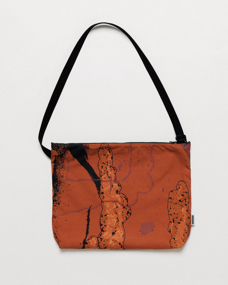 Water Resistant Messenger Bag - Abstract Brick Camo — clean full flat hero, strap shown